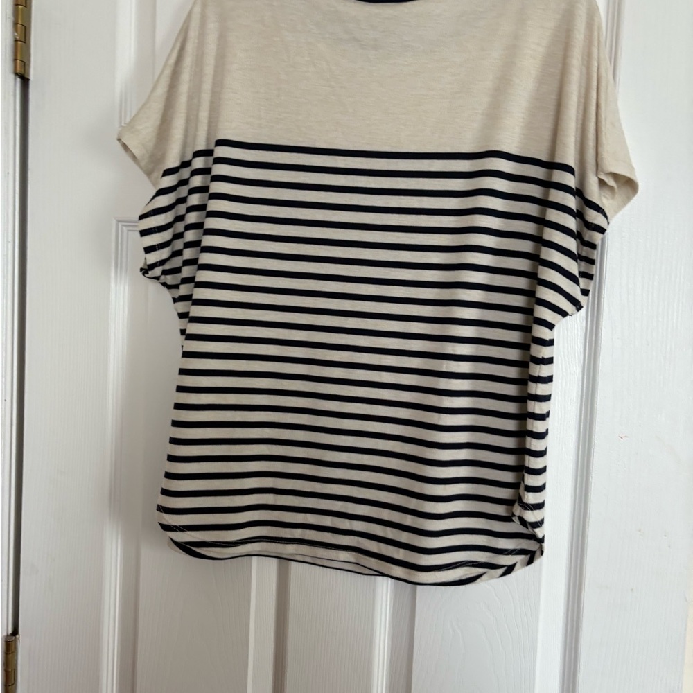 Max Studio Black and Cream Striped Tee - Picture 4 of 6